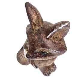 Brown Cement Fox Garden Ornament 18cm