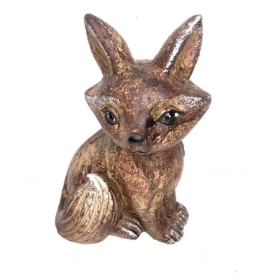 Brown Cement Fox Garden Ornament 18cm