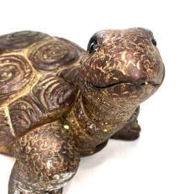 Brown Cement Tortoise Garden Ornament 18cm