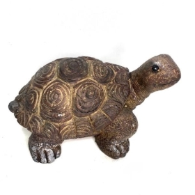 Brown Cement Tortoise Garden Ornament 18cm