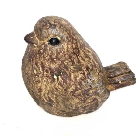 Brown Cement Bird Garden Ornament 14cm