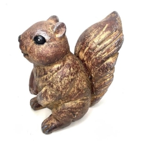 Brown Cement Squirrel Garden Ornament 15cm