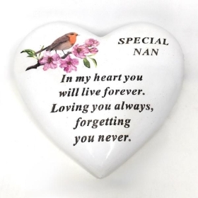 Special Nan Robin Ivory Heart 15cm