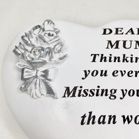 Dear Mum Silver Roses Heart 13cm