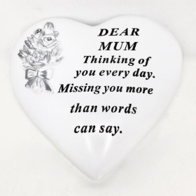 Dear Mum Silver Roses Heart 13cm