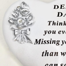 Dear Dad Silver Roses Heart 13cm