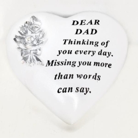 Dear Dad Silver Roses Heart 13cm