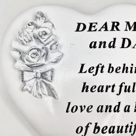 Dear Mum & Dad Silver Roses Heart 13cm