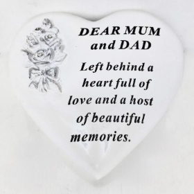 Dear Mum & Dad Silver Roses Heart 13cm