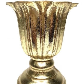 Gold Metal Scalloped Urn 15cm