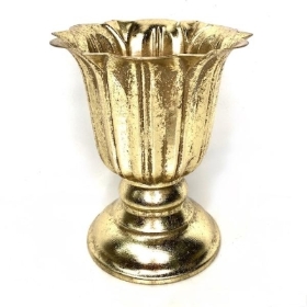 Gold Metal Scalloped Urn 15cm