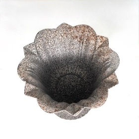 Rustic Metal Scalloped Urn 15cm