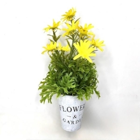 Yellow Daisies in Tin Pot 27cm