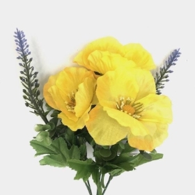 Yellow Poppy & Lavender Bush 33cm