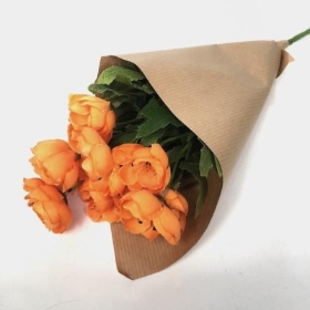 Orange Peony in Kraft Paper 25cm