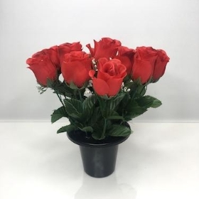 Red Rosebud Grave Pot