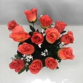 Orange Rosebud Grave Pot