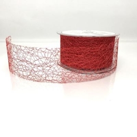 Red Deco Web Ribbon 50mm