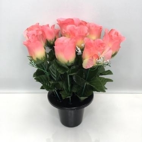 Pink Rosebud Grave Pot