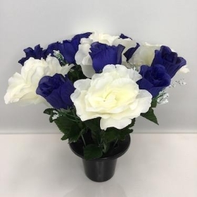 Navy And Ivory Rose Grave Pot 28cm