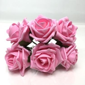 Pink Foam Rose 6cm x 6