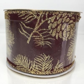 Burgundy Fern Ribbon 63mm