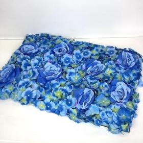 Blue Rose and Hydrangea Flower Wall