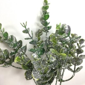 Silver Glitter Eucalyptus Bush 35cm