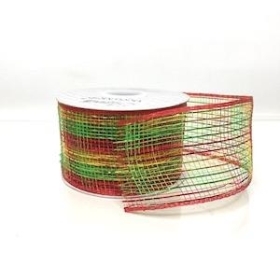 Red Gold Green Deco Mesh Ribbon 63mm