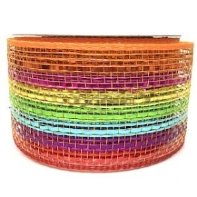 Rainbow Deco Mesh Ribbon 63mm