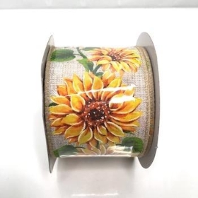 Sunflower Natural Hessian Ribbon 9.1m