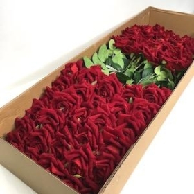 60 x Red Velvet Touch Rose 50cm 