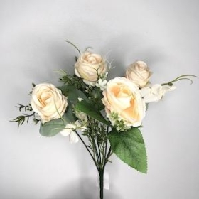 Ivory Rose And Hydrangea Bush 31cm