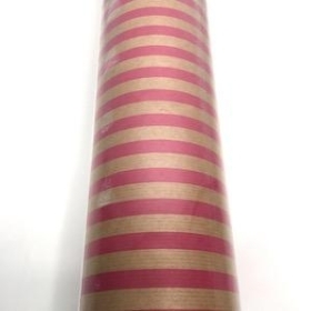 Kraft Paper Pink Stripe 125m