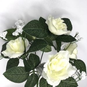 Ivory Open Rose Bush 27cm