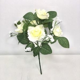 Ivory Open Rose Bush 27cm