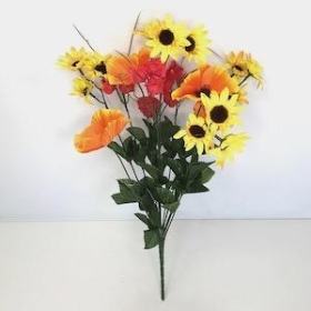 Orange Daisy And Poppy Bush 46cm