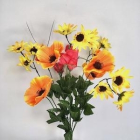 Orange Daisy And Poppy Bush 46cm