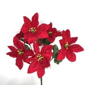 48 x Red Velvet Poinsettia Bush 30cm