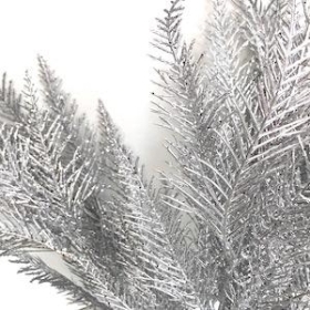 Silver Glitter Fern Bush 44cm 