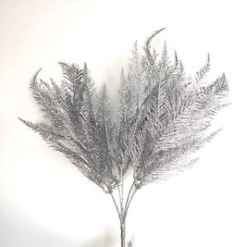 Silver Glitter Fern Bush 44cm 