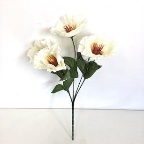 Ivory Wild Poppy Bush 32cm