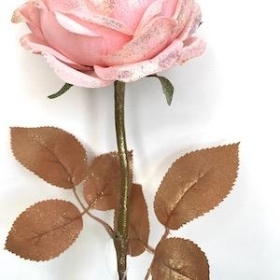 Pink Glittered Rose 56cm