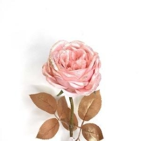 Pink Glittered Rose 56cm