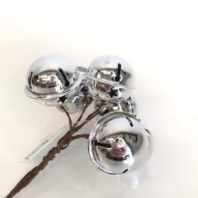 6 x 3cm Silver Christmas Bells 