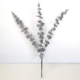 Silver Glitter Eucalyptus Spray 43cm