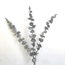 Silver Glitter Eucalyptus Spray 43cm