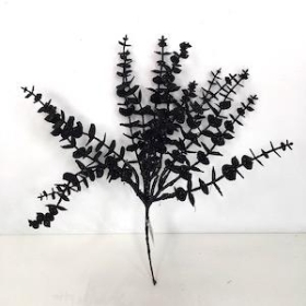 Black Glitter Eucalyptus Bush 31cm