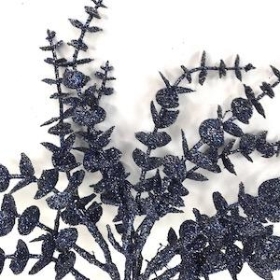 Navy Glitter Eucalyptus Bush 31cm