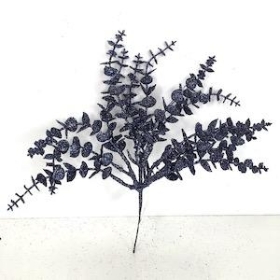 Navy Glitter Eucalyptus Bush 31cm